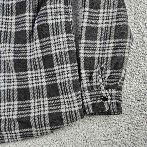 Volcom Shirt Mens Small Black White Plaid Long Sleeve Fleece Snap Closure - Picture 4 of 11